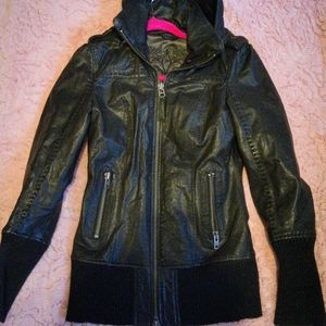 Mackage black leather jacket